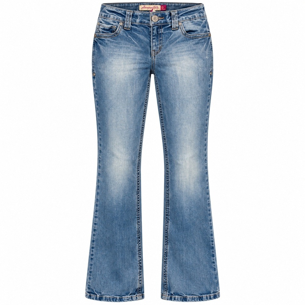 Y2K Aeropostale Cyber Grunge Skinny Flare Jeans Womens 9/10 Short McBling Trashy